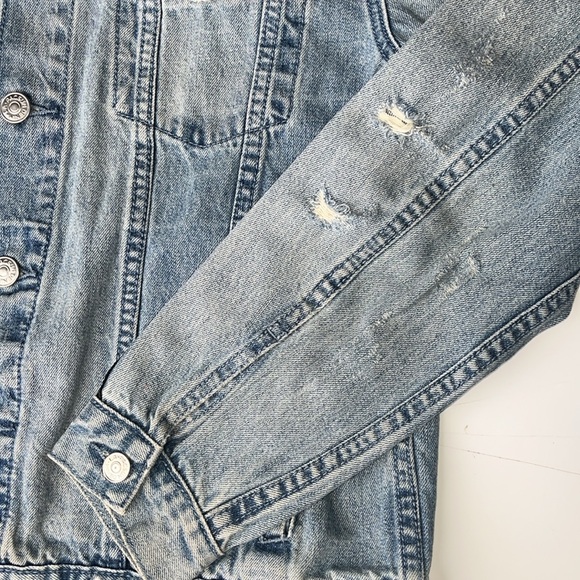 PacSun Denim Collared Button-Up Long Sleeve Relaxed Fit Light Wash Jean Jacket M - Picture 4 of 10